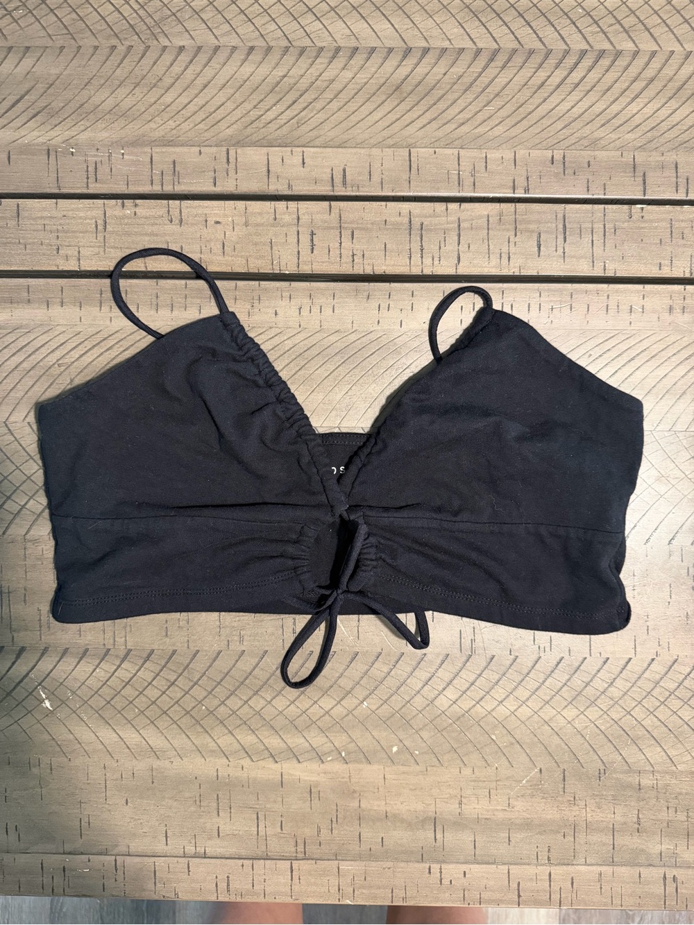 Aeropostale Black Ruched Front Crop Tank